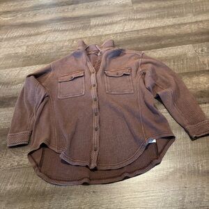 Aerie Maroon LumberJane Waffle Shirt